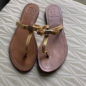 Tory Burch Gold Bow Sandals